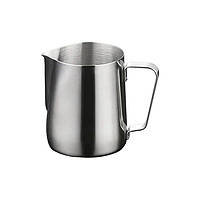 Молочник пітчер 350 мл для збивання молока з нержавіючої сталі, джаг для еспресо металевий з ручкою