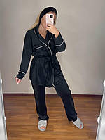 YB_Женская стильная плотная, приятная к телу, мягкая пижама, велюр на коттоне Арт. 881А600 Черный, 46/48