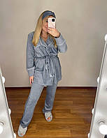 YB_Женская стильная плотная, приятная к телу, мягкая пижама, велюр на коттоне Арт. 881А600 Серый, 42/44