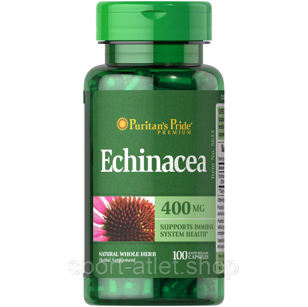 Натуральна добавка Puritan's Pride Echinacea 400 mg, 100 капсул, фото 1