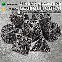 Набір кубиків для гри Підземелля та Дракони D&D Dungeons and Dragons DnD 7 шт Набор кубиков Сріблястий