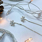 Срібні сережки протяжки жіночі "Сніжинки" Сережки срібло, фото 3
