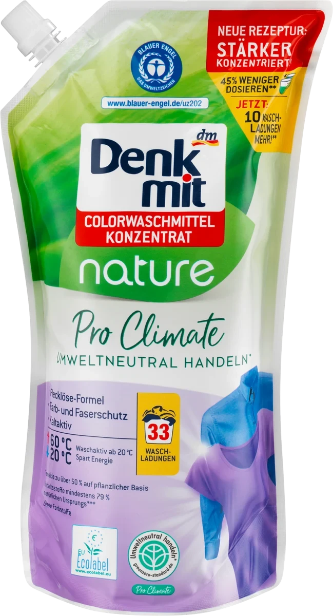 Біо - гель для прання Denkmit Colorwaschmittel Nature Pro Climate Konzentrat, 1 L