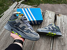 Чоловічі зимові кросівки на хутрі Adidas Niteball Grey сірі, фото 4