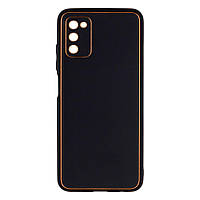 Чехол Leather Gold with Frame without Logo для Samsung A02s Цвет 2, Black