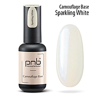 Камуфлирующая каучуковая база PNB UV/LED Camouflage Sparkling White белая с шиммером, 8 мл