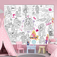 Набір для творчості, Розмальовка-плакат "Барбі" з фломастерами, велика розмальовка із фломастерами