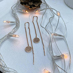 Срібні сережки протяжки позолочені Лілея Сережки протяжки зі срібла жіночі