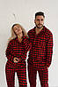Піжама з фланелі червона картата жіноча тепла розмір Xl, фото 9