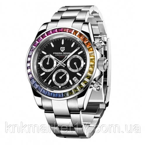 Кварцевий годинник із сапфіровим склом Pagani Design PD-1644 Silver-Black, фото 1