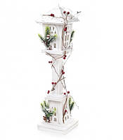 Новогодний декоративный деревянный Фонарь с LED подсветкой "Osier" 60 см белый