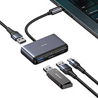 HUB USAMS US-SJ627 4-в-1 Адаптер Концентратор Type-C до USB3.0*1 + USB2.0*2 + PD 60 Вт