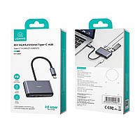Адаптер Концентратор USAMS US-SJ627 4-в-1 Type-C до USB3.0*1 + USB2.0*2 + PD 60 Вт