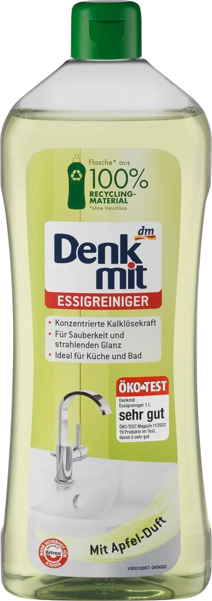 Засіб проти вапняного та мильного нальоту Denkmit Essigreiniger Apfel-Duft, 1L