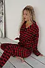 Піжама з фланелі червона картата жіноча тепла розмір Xl, фото 7