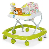 Ходунки дитячі Bambi M 3656-2 (музика, світло, ігрова панель, стопори, пластикові колеса, зелений)