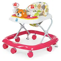 Ходунки дитячі Bambi M 3656-2 (музика, світло, ігрова панель, стопори, пластикові колеса, рожевий)