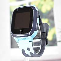 Детские умные смарт часы c GPS Smart baby watch W16 4G с камерой сим картой играми кнопкой SOS Голубой