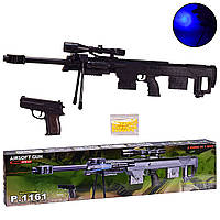 Игрушечная Снайперская винтовка P.1161 (6шт) в коробке 88*20*9 см, р-р автомата 84 см, р-р пистолета 14 см