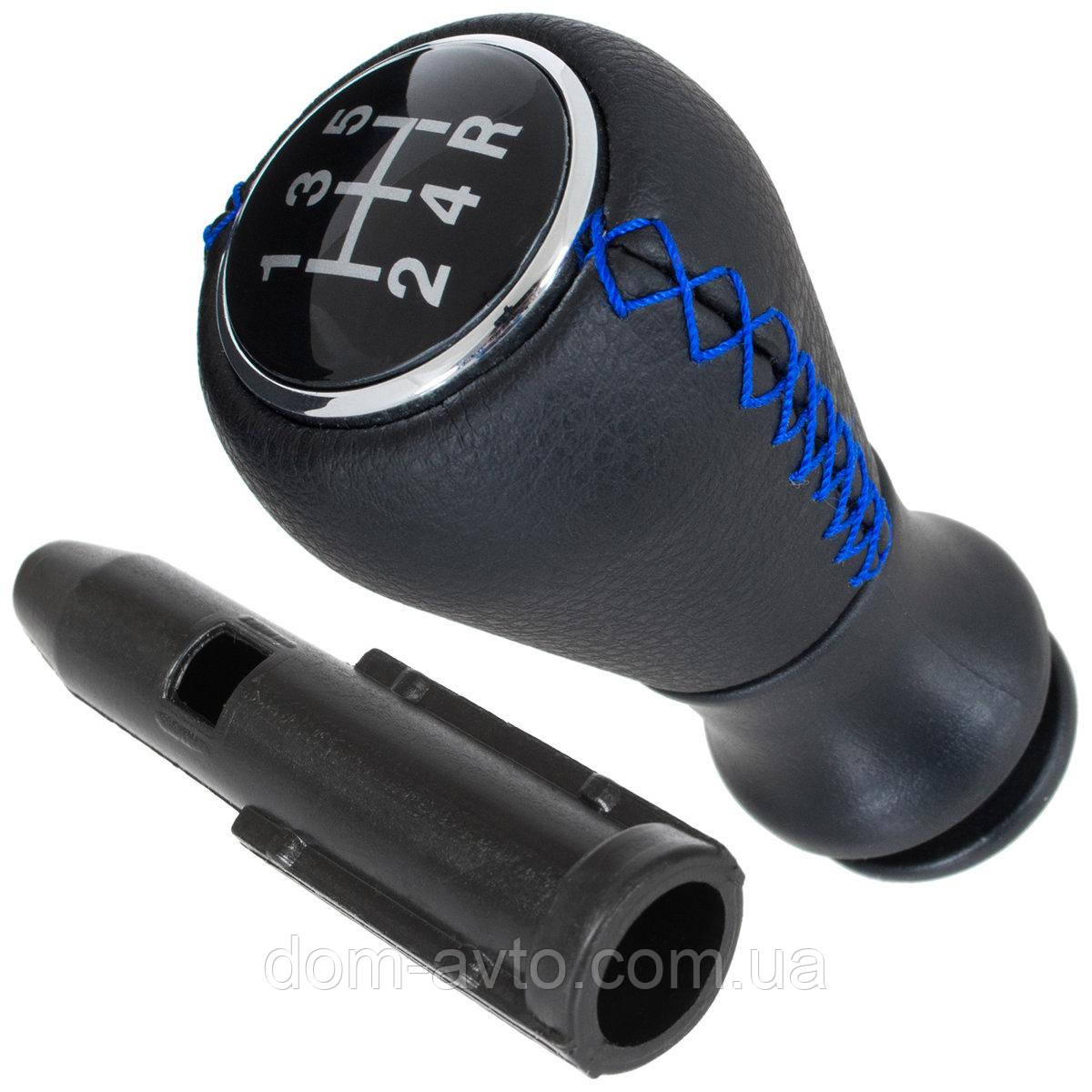 Citroen C3 I II III Picasso Ручка КПП ЧОРНА ШКІРА + СИНЯ НИТКА 5 ПЕРЕДАЧ + перехідник важеля КПП / перехідник 2шт КОМПЛЕКТ