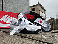 Мужские зимние кроссовки на меху Nike Air Jordan Retro 4 White белые