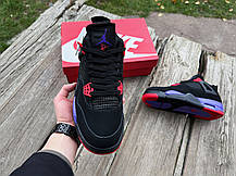 Чоловічі зимові кросівки на хутрі Nike Air Jordan Retro 4 Black чорні, фото 5