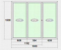 Трьохстулкове глухе вікно 1800х1500