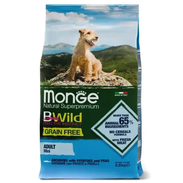 Сухий корм для собак Monge Dog Bwild Grain Free Mini Анчоус 15 кг