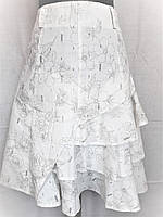 Тонкая женская подростковая летняя нарядная белая юбка из льна на размер 42-44