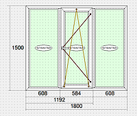 Трехстворчатое Поворотно откидное окно 1800х1500
