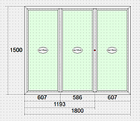 Трехстворчатое глухое окно 1500х1800