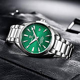Механічний з автопідзаводом водонепроникний (100м) годинник Pagani Design PD-1688 Silver-Green, фото 4