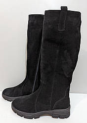 STTOPA зима. Висота 42 см. Розмір 42-28 см. Чоботи великих розмірів шкіряні. 334-4142 Чорні