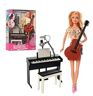 Ігровий набір для дівчаток Шарнірна лялька DEFA музикант 8453-BF 29 см з піаніно та гітарою