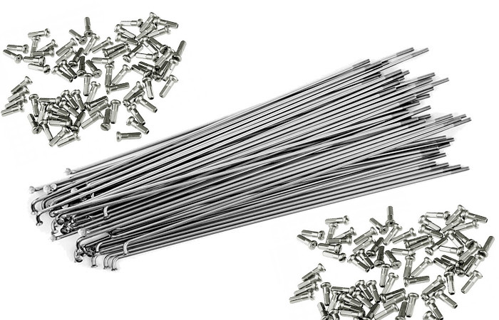 Спиці велосипедні Spelli SLE SS-258 неіржавка сталь 2 мм, 14G, з латунним ніпелем, фото 1