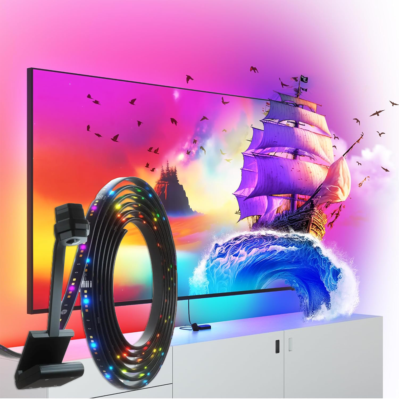 Набір адаптивного Ambilight підсвічування до 65" діагоналі, Nanoleaf 4D Screen Mirror + Lightstrip Kit, фото 1