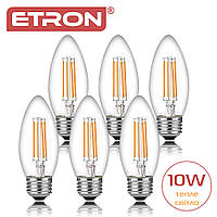 Комплект филаментных ламп ETRON Filament (6 Штук) C37 10W E27 3000K теплый свет