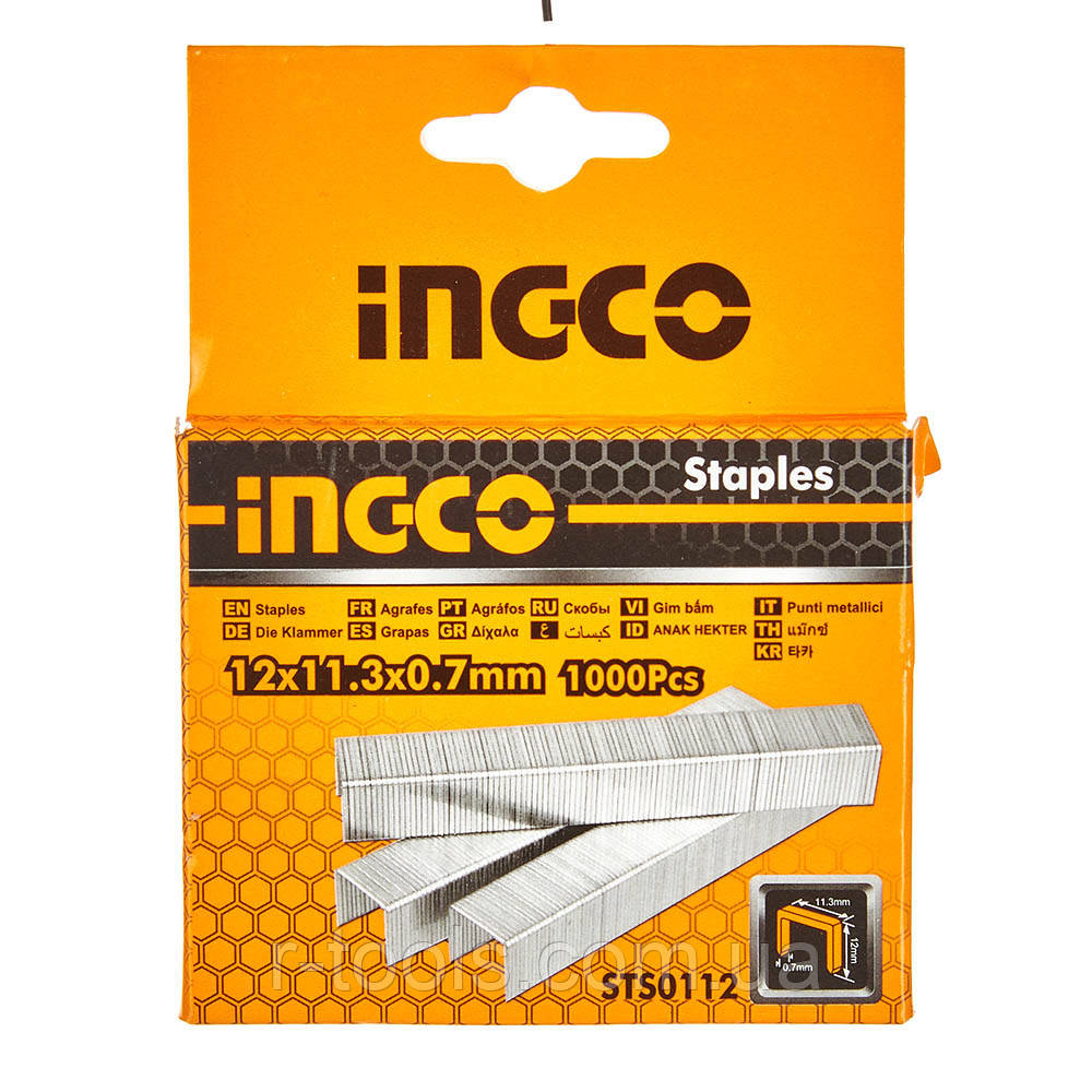 Скоби для степлера тип-53 12х0.7 мм 1000 шт INGCO STS0112
