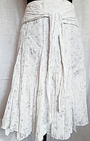 Тонкая летняя женская подросткоая нарядная белая юбка, жатка-хлопок, размер 40-42, 44-46