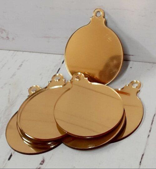 Дзеркальна підвіска-кульок золота на ялинку 70х85 мм