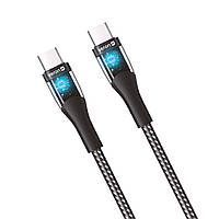 Кабель USB Type C to Type C 60W (1.2m) Veron CC01 Nylon LED Black
