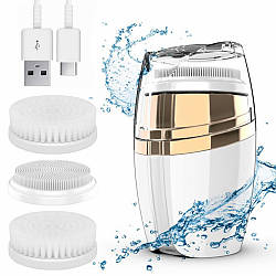 Щітка для обличчя Soniс Facial Cleansing Brush LT-606, з 3 насадками / Електрична силіконова щітка-масажер