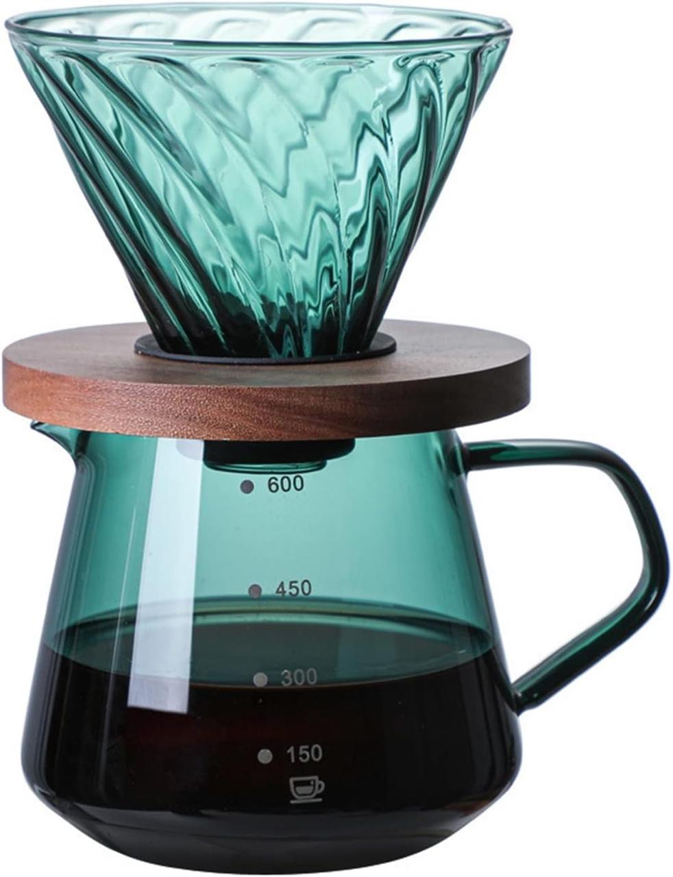 Набір Green Glass V60 Заварник 600 мл. Пуровер 02 скляний "Йорга"