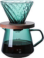 Набор Green Glass V60 Заварник 600 мл. Пуровер 02 стеклянный "Йорга"