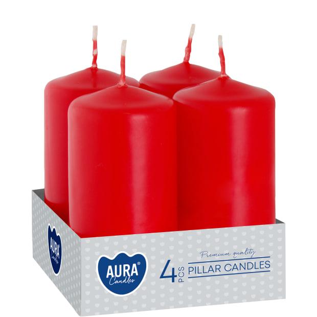 Набір свічок 4 шт. циліндр Bispol AURA Candles Червоний (sw40/80-030)