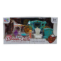 Игровой набор с каретой, лошадкой, мебель, фигурка принцессы "Dream Castle" (бирзовый)