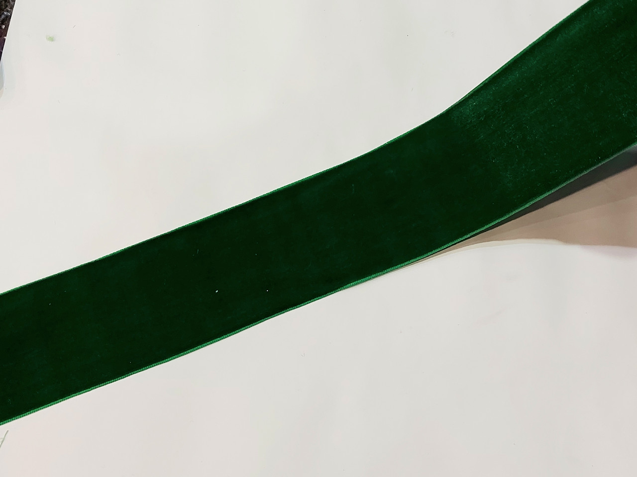 Стрічка оксамитова бархатна (бархатка) 5 см, зелена темна