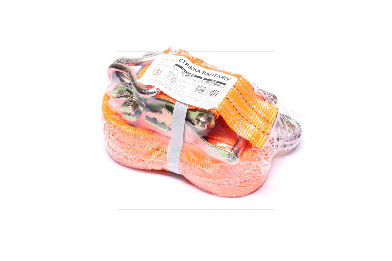 Стяжна стрічка 2 т, 50 мм x 12 м (0.5 м + 11.5 м), металева ручка СТАНДАРТ, фото 1