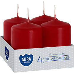 Набір свічок 4 шт. циліндр Bispol AURA Candles Бордові (sw40/60-036)