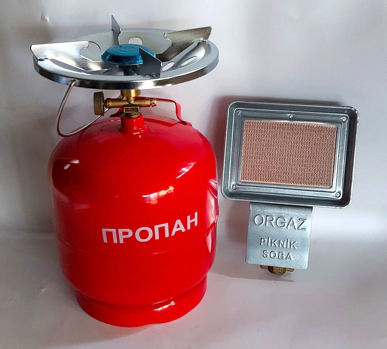 Газовий балон 8 літрів + Газовий пальник-обігрівач інфрачервоного випромінювання Orgaz SB-600 з редуктором